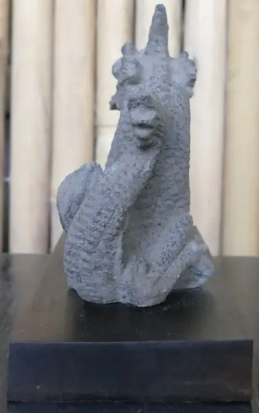 Product image 3 of the product “Reclining dragon, on a wooden base, approx. 16 cm. antique finish, cast lava stone ”